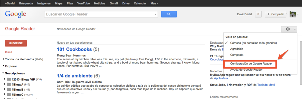 Exporta les teves susbscripcions