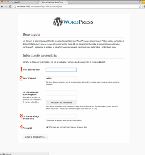 Instal·lador de WordPress