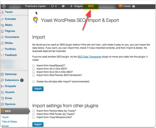 wordpress seo barra superior wordpress